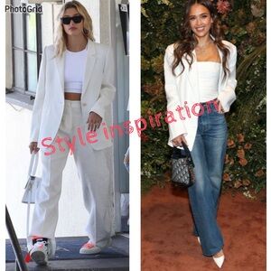 H&M White Minimalist Jacket XS 90s CBK Coastal Chic Classic Mid Length Women